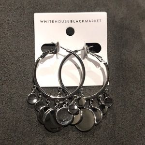 WHBM silvertone hoops with circle charms